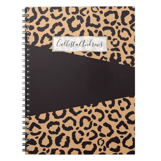 Carnet Poster de animal Leopard d'or noir moderne (Devant)