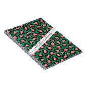 Carnet Poster de animal Léopard vert rose corail moderne (Côté Droit)