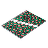 Carnet Poster de animal Léopard vert rose corail moderne (Côté gauche)