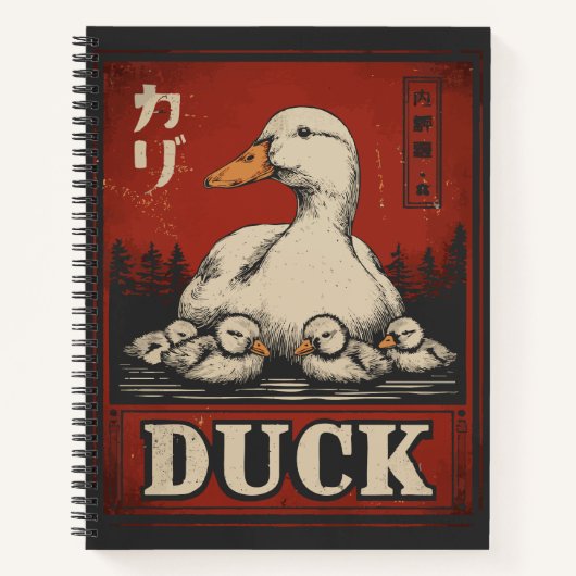 Carnet Poster de canard et canettes - Mère mignonne et bé (Devant)