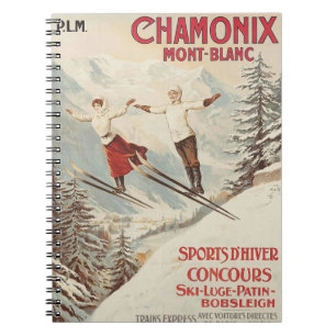 Carnet Poster de ski Vintage de Chamonix Mont Blanc