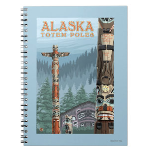 Carnet Poster du Vintage voyage du Village Totem Saxman