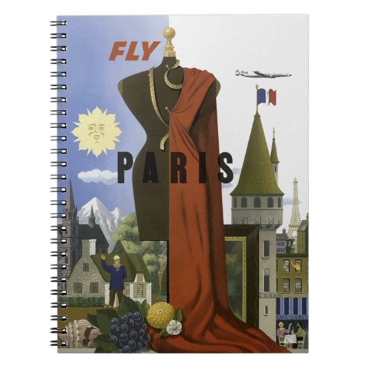 Carnet Poster du Vintage voyage Fly Paris France (Devant)