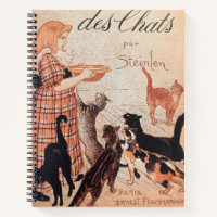 Poster d'une fille nourricière Chats Vintage Stein