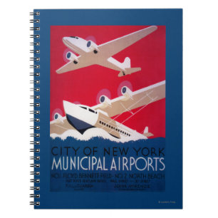 Carnet Poster vintage municipal d'aéroport de New York