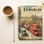 Carnet Poster Vintage voyage London City Centre<br><div class="desc">Poster Vintage voyage du London City Centre avec ses bus à impériale rouge et Big Ben en Arrière - plan</div>