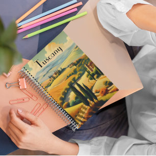 Carnet Poster Vintage voyage Toscane, personnalisable