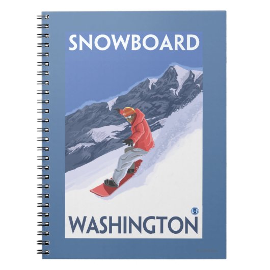 Carnet Poster Vintage voyage Washington Snowboard (Devant)