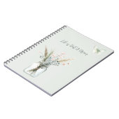 Carnet Pot de fleurs bleues avec papillon rose tendre  (Côté gauche)