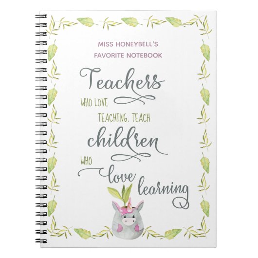 Carnet Pot de fleurs personnalisé avec citation pour les (Devant)