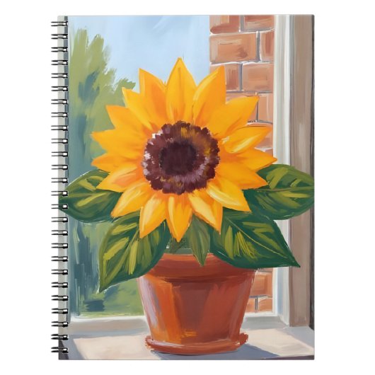 Carnet Pot de fleurs tournesol jaune aquarelle (Devant)