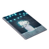Carnet Pot Mason Floral & Lumières Bleues à Fils Rustique (Côté Droit)