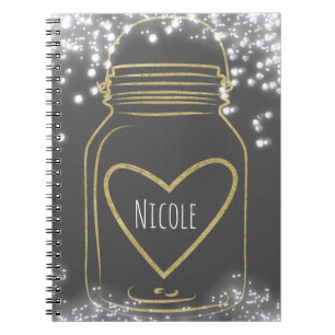 Carnet Pot Mason Jar & Lumières Rustique Glam Couleur au 