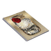 Carnet Pot Mason Rose Rouge Glamour Étincelle Dorée (Côté Droit)