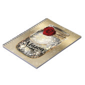 Carnet Pot Mason Rose Rouge Glamour Étincelle Dorée (Côté gauche)
