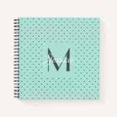Carnet Pot Polka Turquoise moderne et monogramme (Devant)