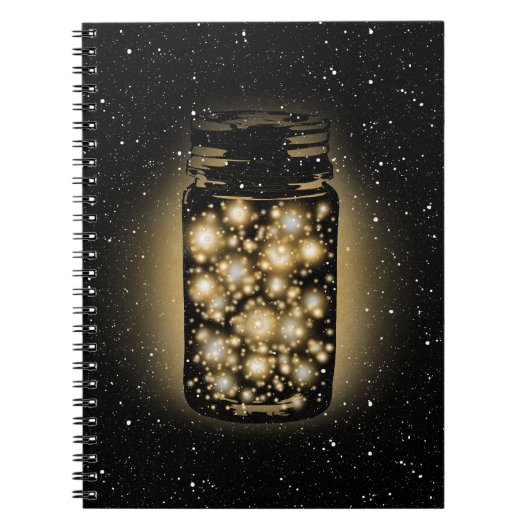 Carnet Pot rougeoyant de lucioles avec des étoiles de (Devant)