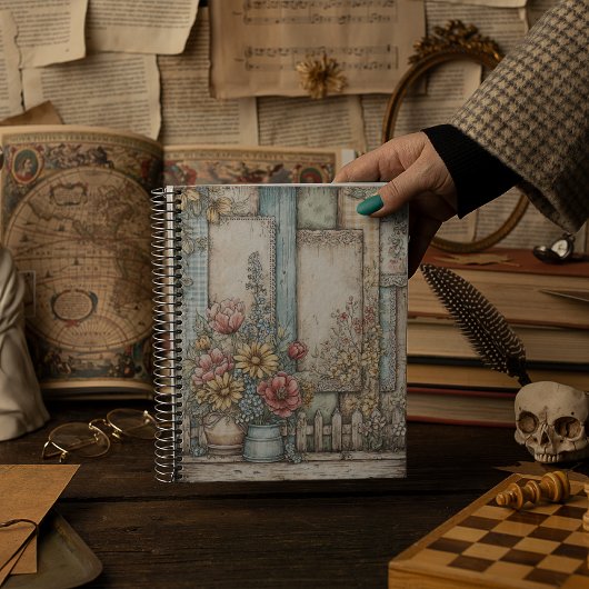 Carnet Pots de fleurs de style vintage 