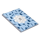 Carnet Pots De Yoga Et Fleur De Lotus En Bleu (Côté Droit)