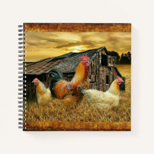Carnet Poules à coq vintage Grotte à coop rustique