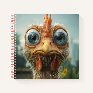 Carnet Poulet Drôle aux Grands Yeux en Gros Plan
