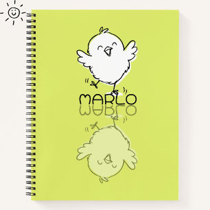 Carnet Poulet Jaune Heureux Doodle Nom Personnalisé