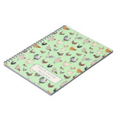 Carnet Poulet Joyeux vert motif (Côté gauche)