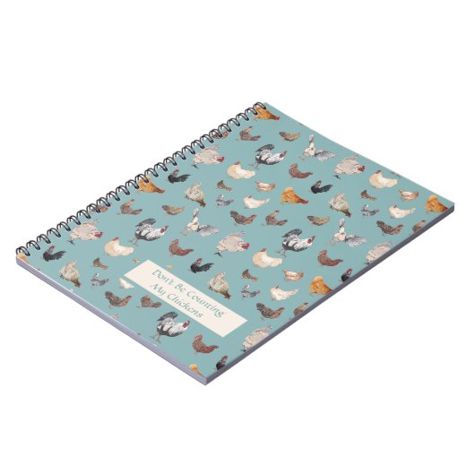 Carnet Poulet motif heureux vert-gris (Côté gauche)