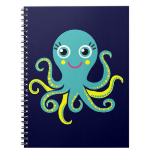 Carnet Poulpe bleu et jaune
