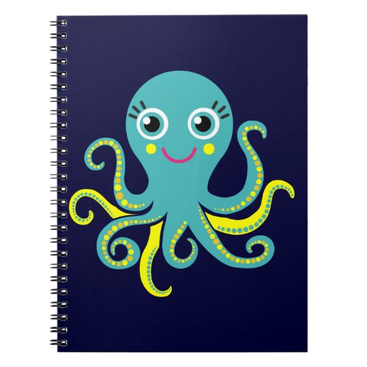 Carnet Poulpe bleu et jaune (Devant)