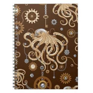 Carnet Poulpe Steampunk Rétro Fantastique Mécanique