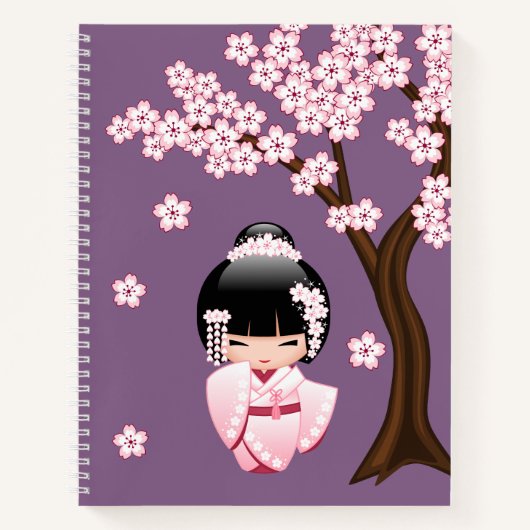 Carnet Poupée blanche Kimono Kokeshi - mignonne Geisha Gi (Devant)