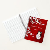 Carnet Poupée Kokeshi Rouge Blanc Cerisier Blossom Votre  (Intérieur)