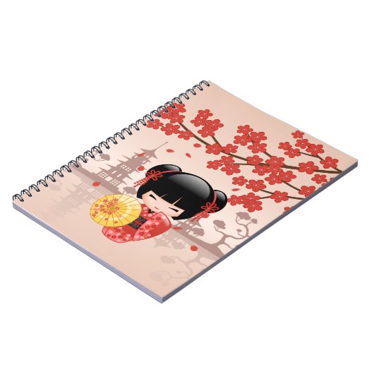 Carnet Poupée rouge Sakura Kokeshi - Geisha japonais (Côté gauche)