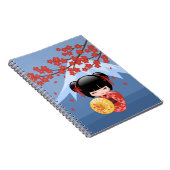 Carnet Poupée rouge Sakura Kokeshi - mignonne Geisha Girl (Côté Droit)