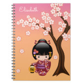 Carnet Poupée Sakura Kokeshi - Geisha Girl on Peach (Devant)