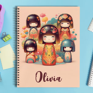 Carnet Poupées Kokeshi aquarelle pour filles