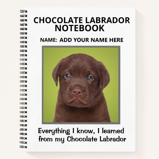 Carnet pour les amateurs de labradors au chocolat (Devant)