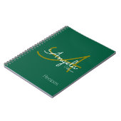 Carnet pour recettes Chef un vert monogramme moderne (Côté gauche)