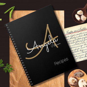 Carnet pour recettes de chef un moderne Monogramme Noir