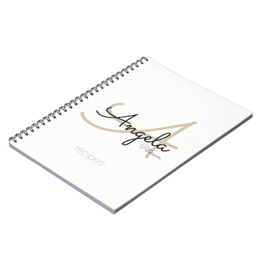 Carnet Pour recettes de chef un Monogramme moderne blanc (Côté gauche)