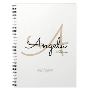 Carnet Pour recettes de chef un Monogramme moderne blanc