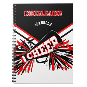 Carnet Pour un Pom-pom girl - noir, blanc et rouge
