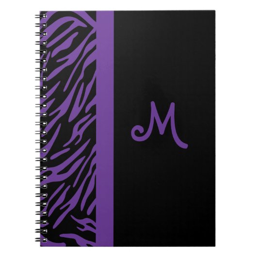 Carnet pourpre de monogramme de rayure de zèbre (Devant)