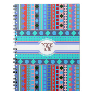 Carnet Pourpre et motif tribal de rayures de zigzag de