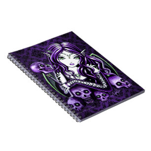 Carnet pourpre gothique de fée de crâne de