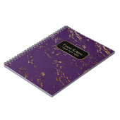Carnet Pourpre moderne et texture de marbre d'or (Côté gauche)