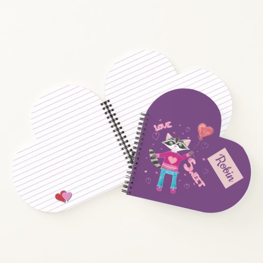 Carnet pourpre raccoon enfant personnalisé (Intérieur)