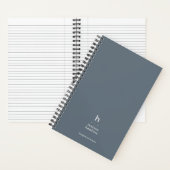 Carnet Poussière Bleue Tendance Monogramme Moderne (À l'intérieur)