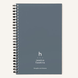 Carnet Poussière Bleue Tendance Monogramme Moderne